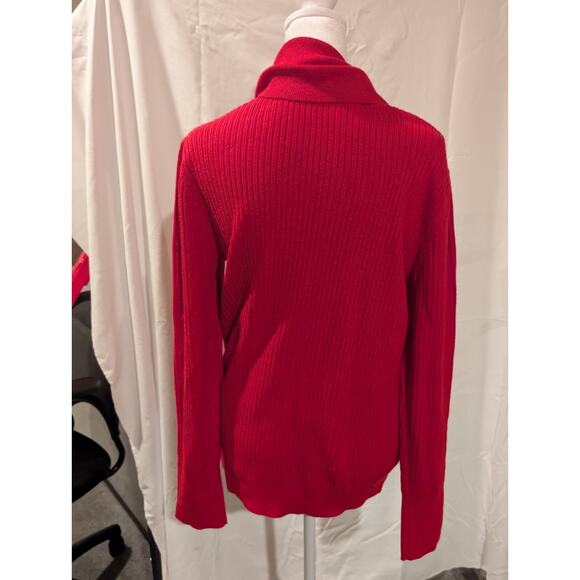 Talbots Shirt Button Cuff Ribbed Turtleneck Sweater Red Knit Women's Size Medium - Picture 4 of 10
